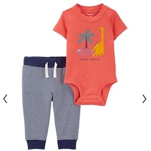 🦕🧡🦖NWT Carter’s “Cuddle-asaurus” Dino Graphic Bodysuit & Jogger Pants Set🦕🦖